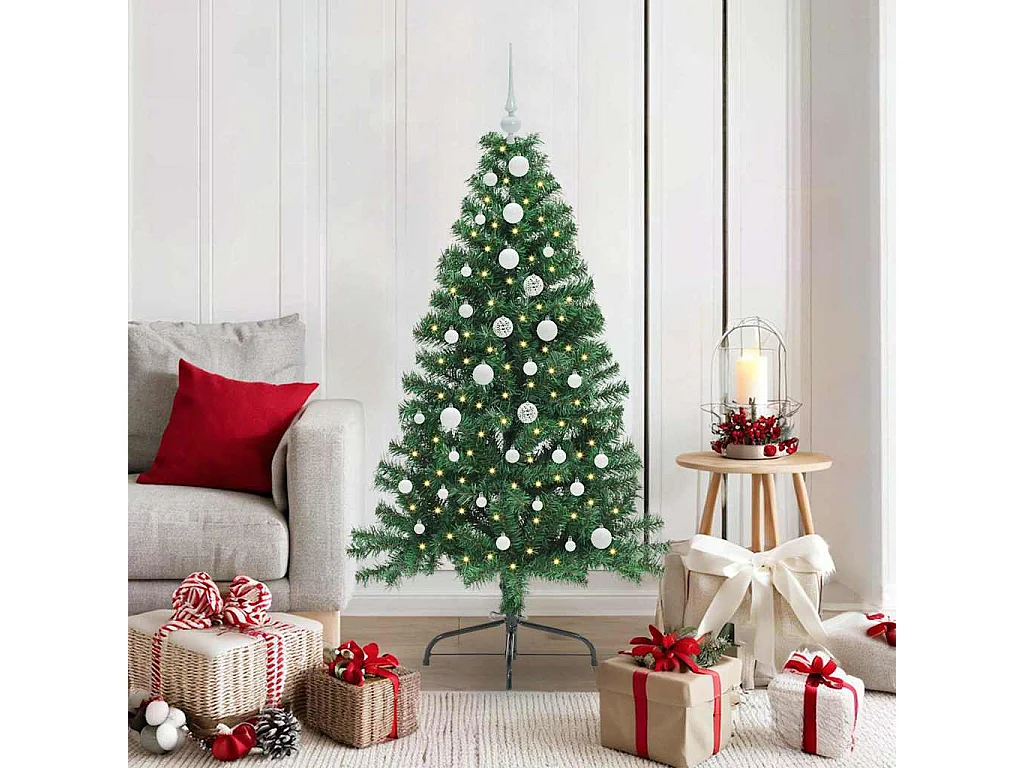 Sapin de Noël artificiel pré-éclairé Vert 150 cm PVC