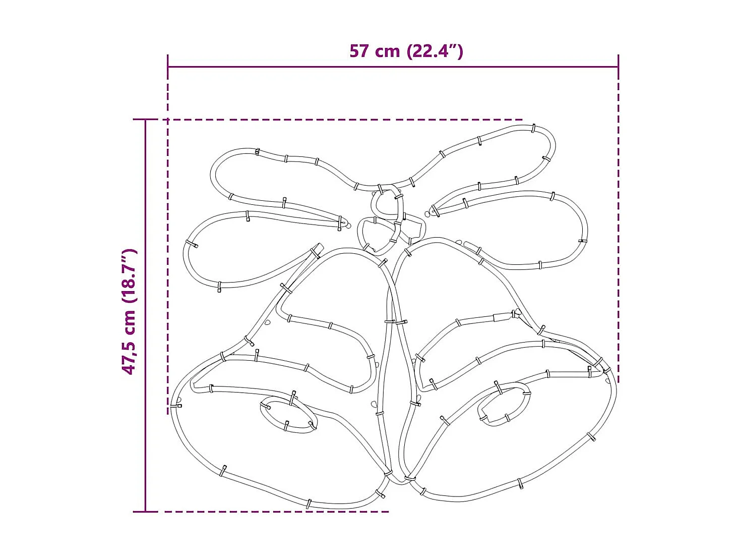 Campana di Natale con 144 LED Multicolore 56 x 46 cm PVC