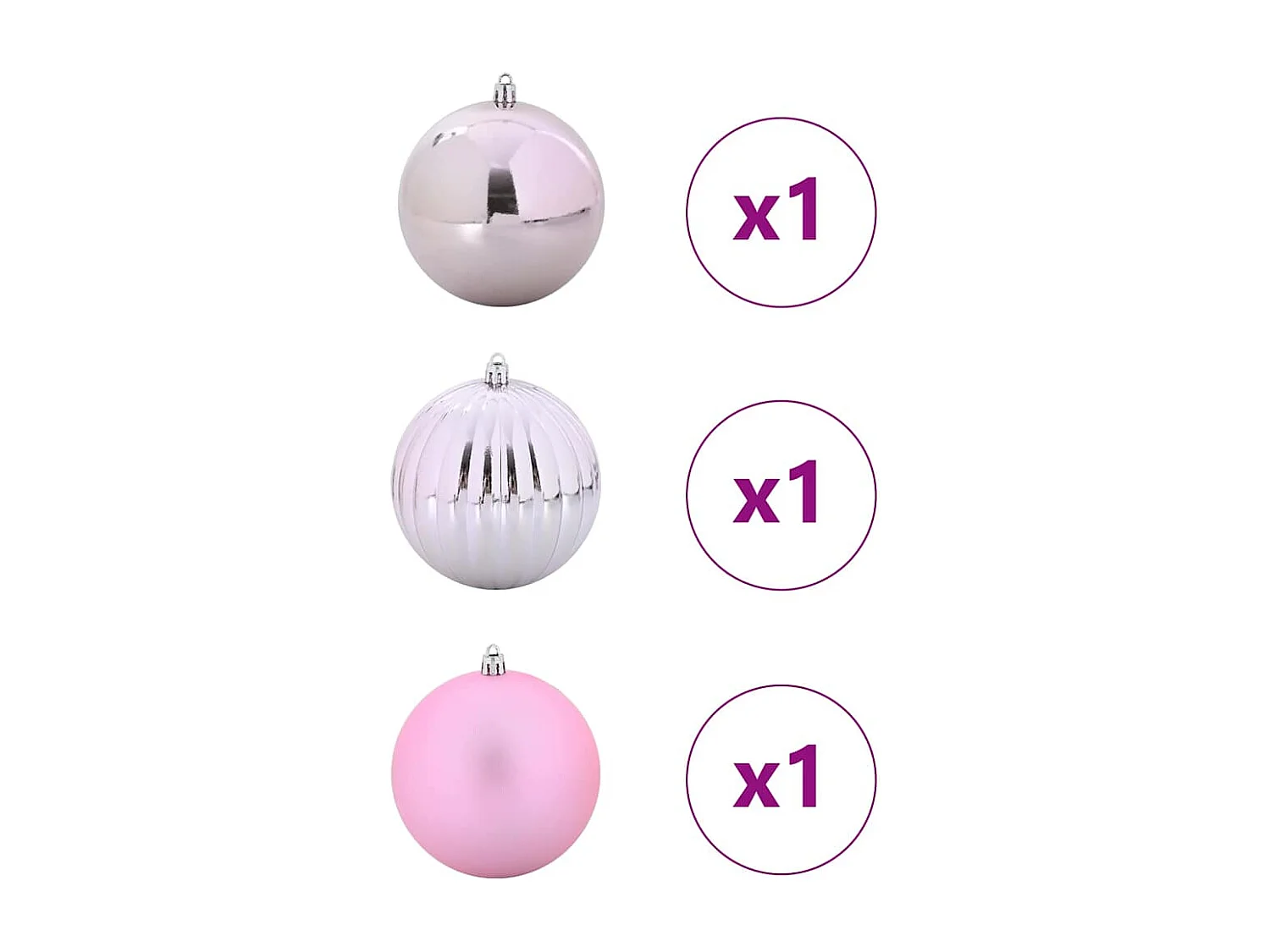 Ensemble de Boules de Noël 3 pcs Rose