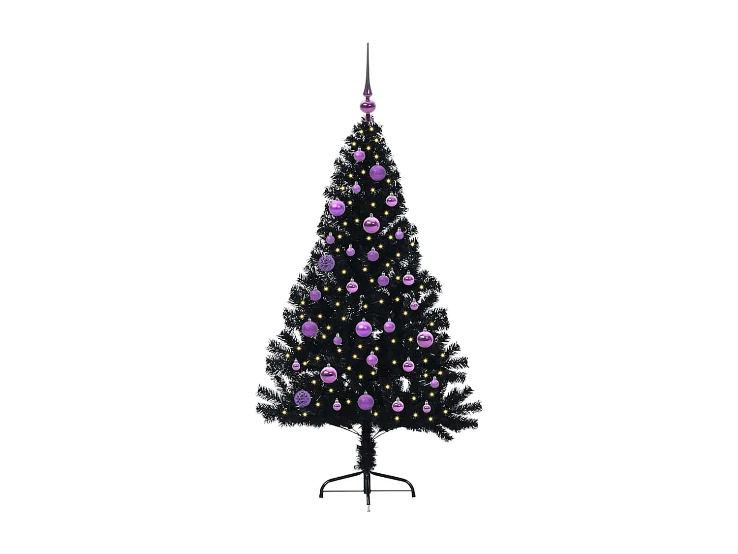 Künstlicher Weihnachtsbaum mit Beleuchtung, Schwarz, 150 cm, PVC