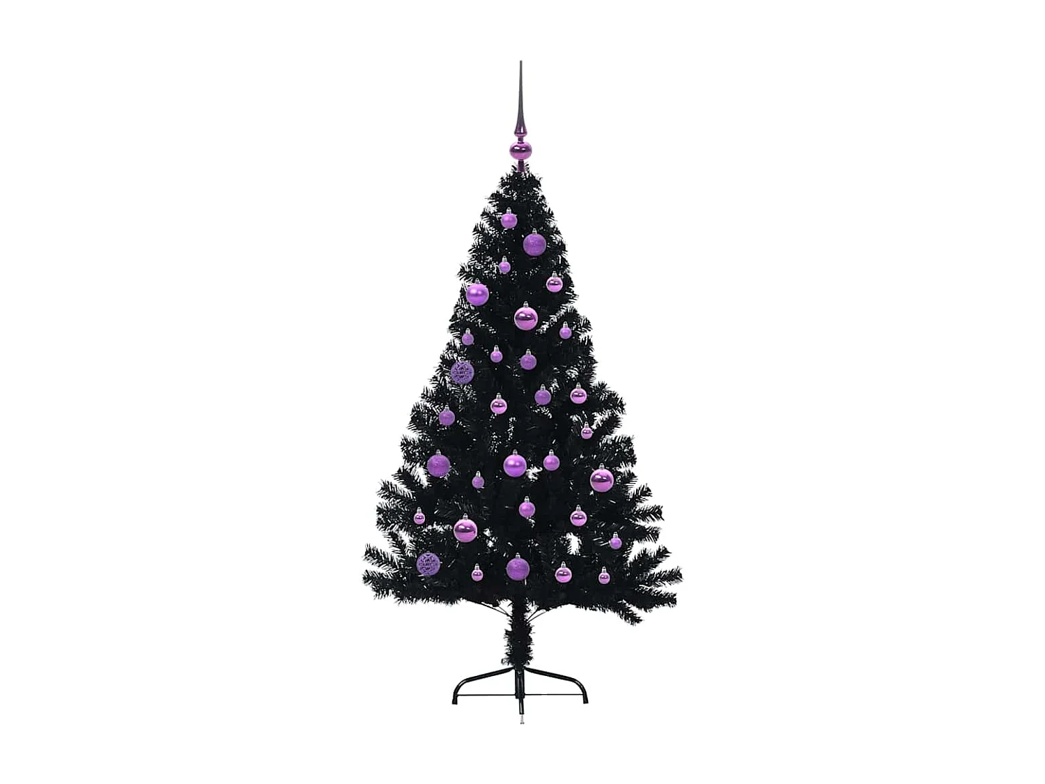 Albero di Natale artificiale preilluminato nero 150 cm in PVC