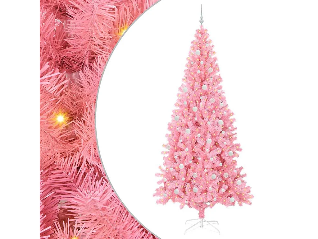Albero di Natale con 300 LED con supporto Rosa 240 cm PVC