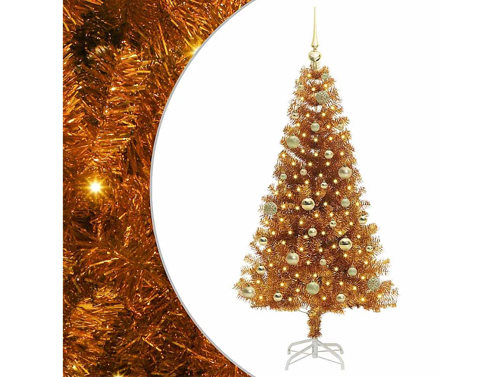 Sapin de Noël avec 150 LED avec support Doré 150 cm PET
