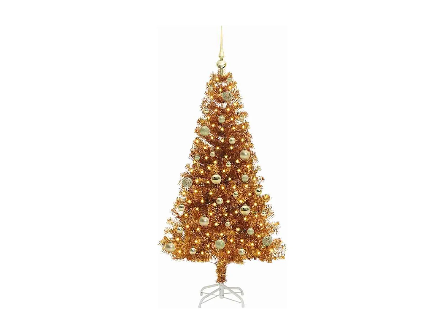 Sapin de Noël avec 150 LED avec support Doré 150 cm PET