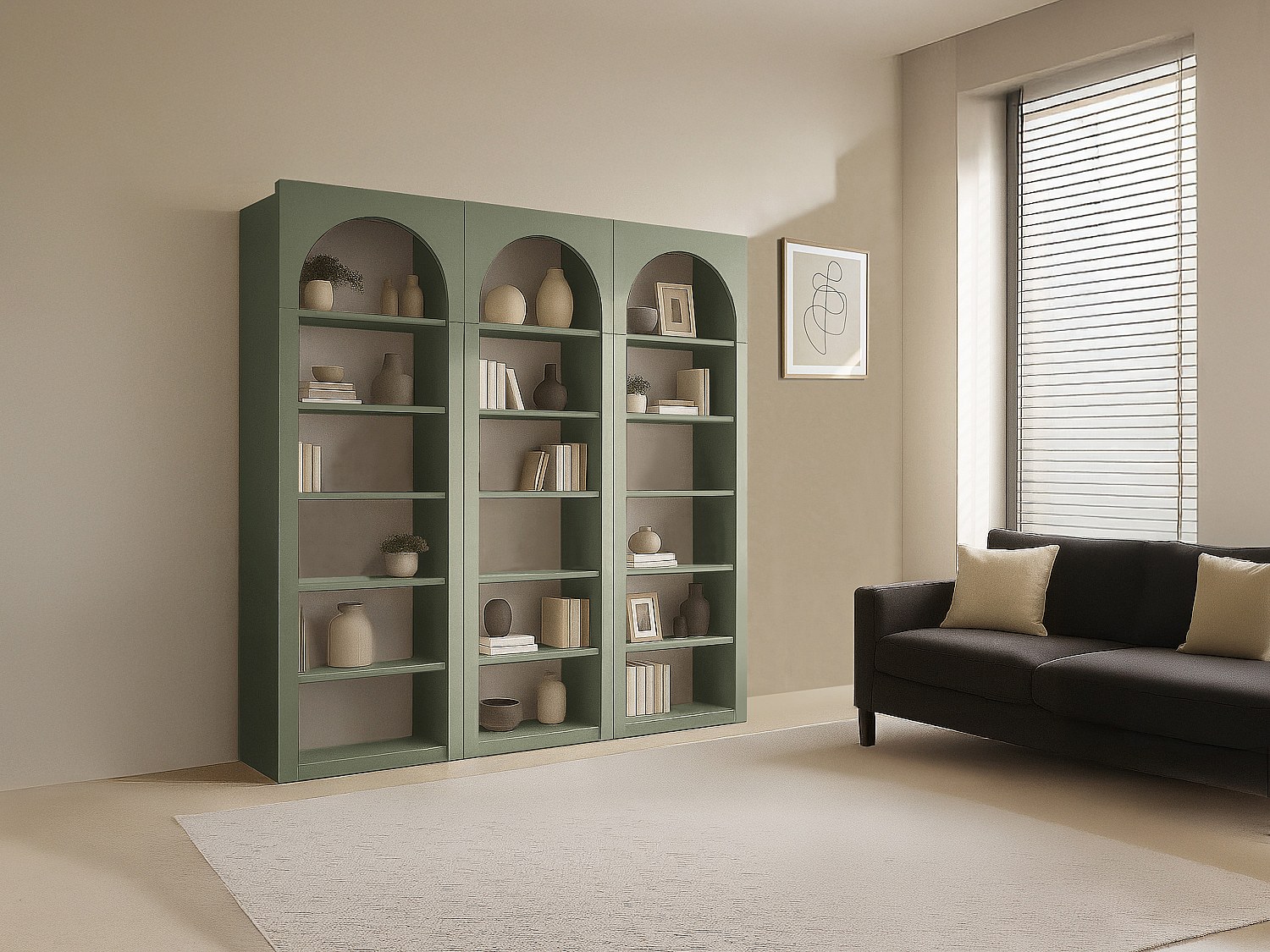 Set aus 3 Bücherregalen mit 6 Fächern – Kaki – CYMORA günstig online kaufen