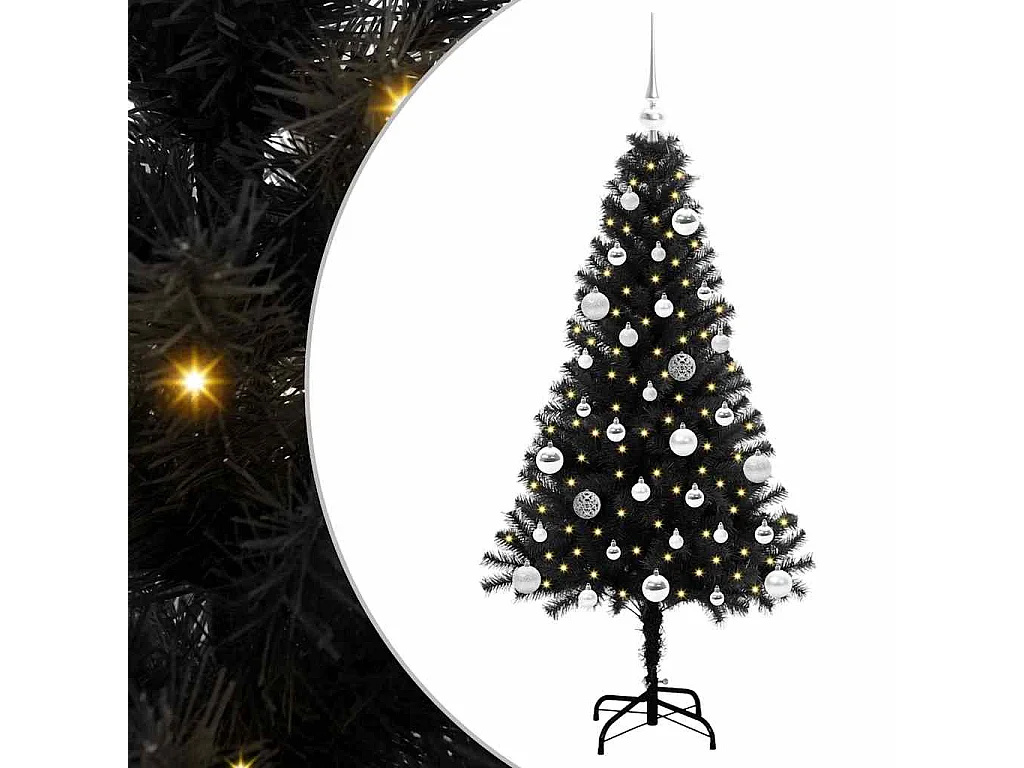 Albero di Natale con 150 LED con supporto Nero 150 cm PVC