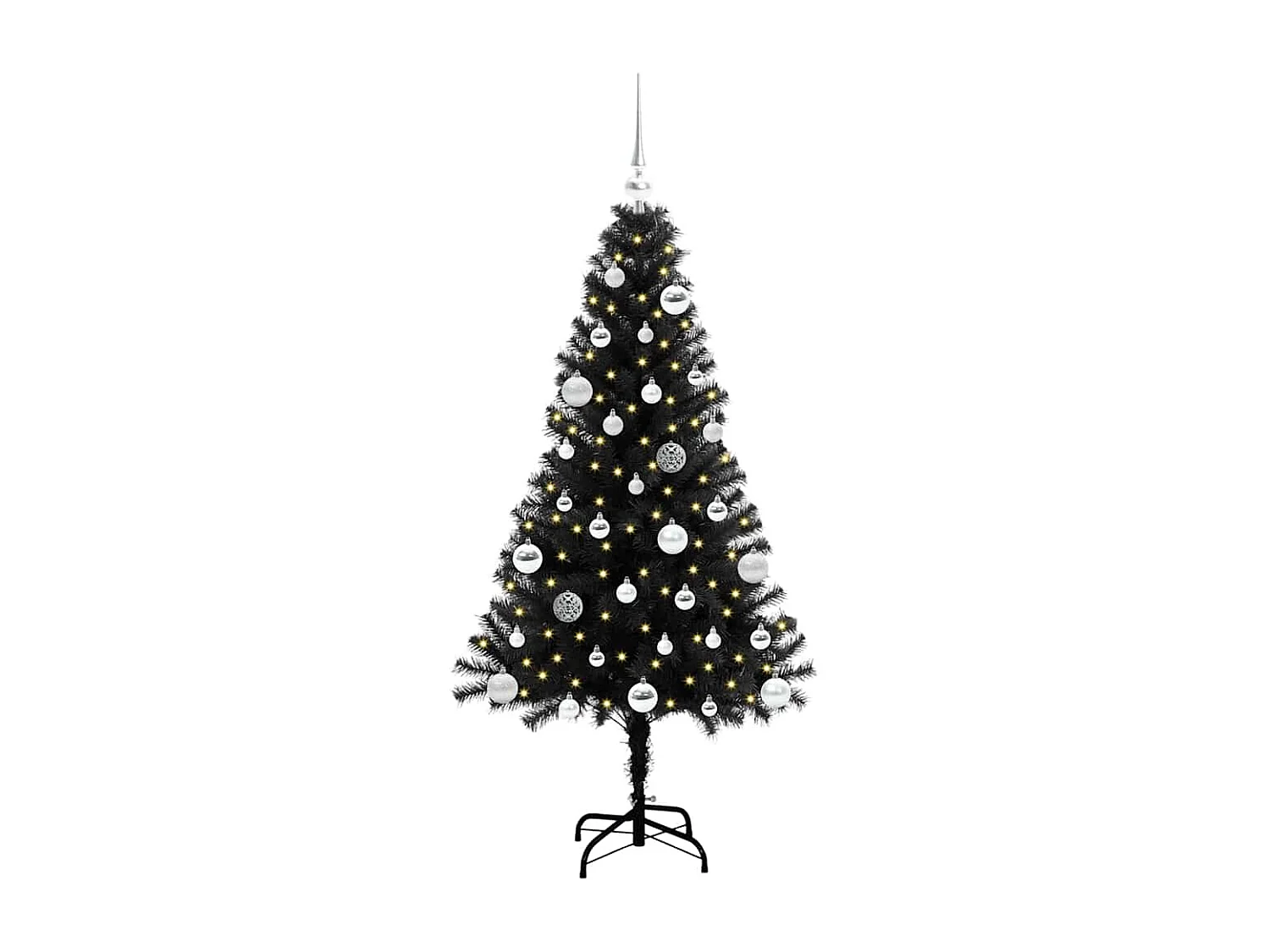 Albero di Natale con 150 LED con supporto Nero 150 cm PVC