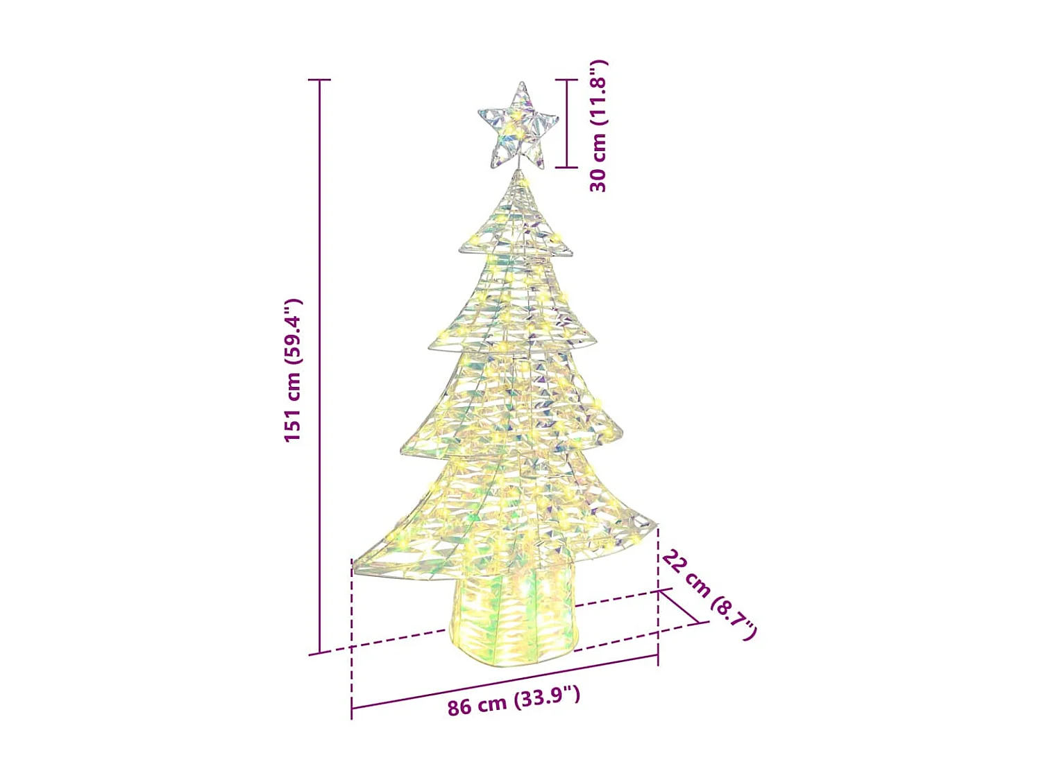 Sapin de Noël avec 160 LED Blanc chaud 150 cm PET