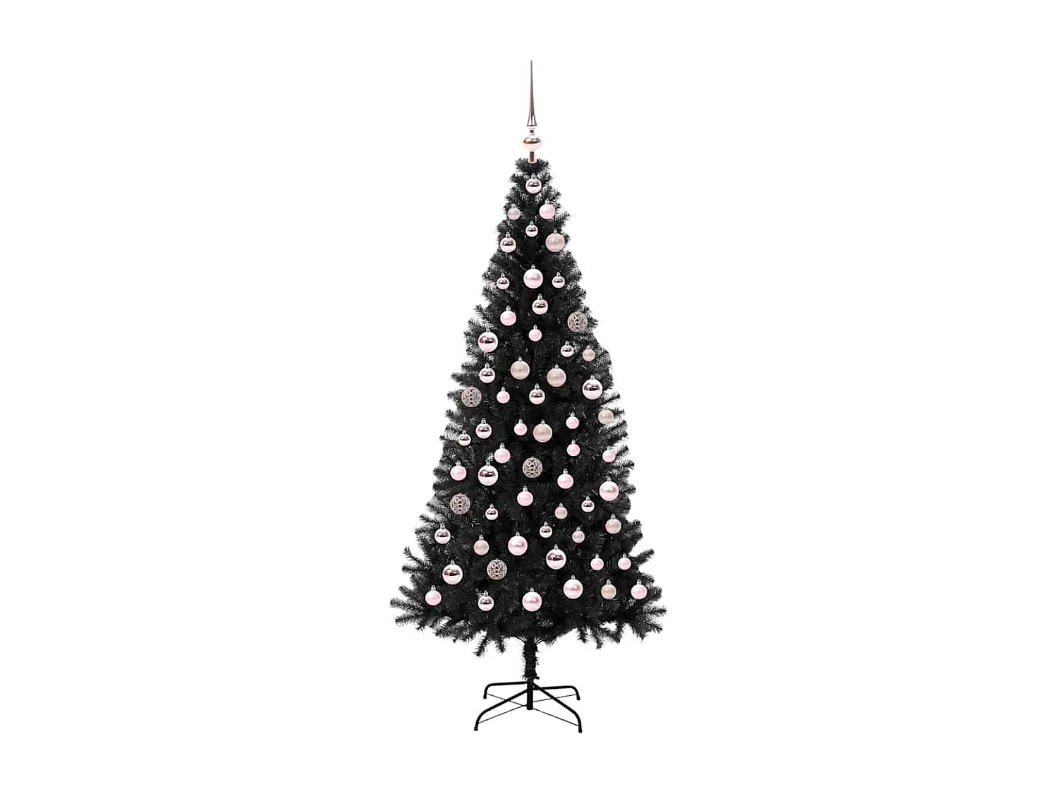 Weihnachtsbaum mit 300 LEDs mit Ständer Schwarz 180 cm PVC