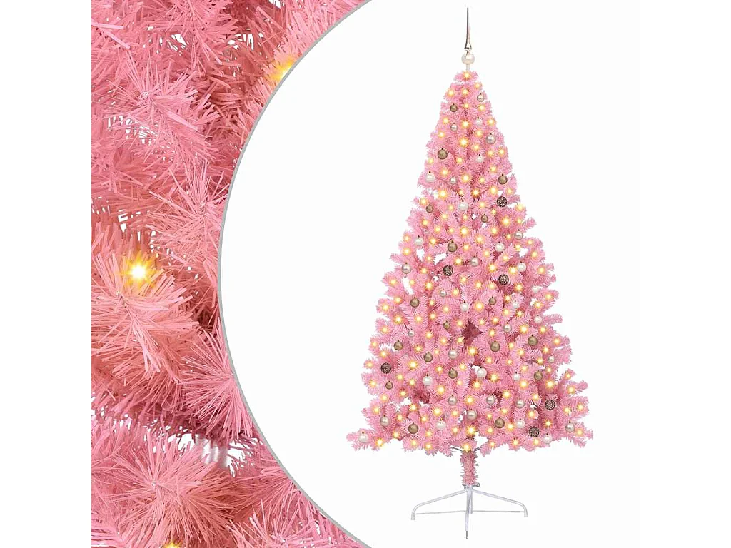 Sapin de Noël artificiel pré-éclairé Rose 240 cm PVC