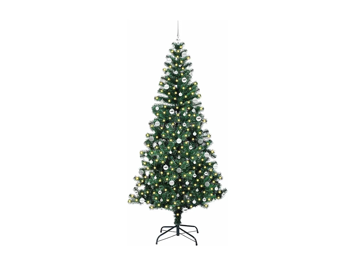 Albero di Natale artificiale preilluminato verde 240 cm PVC e metallo