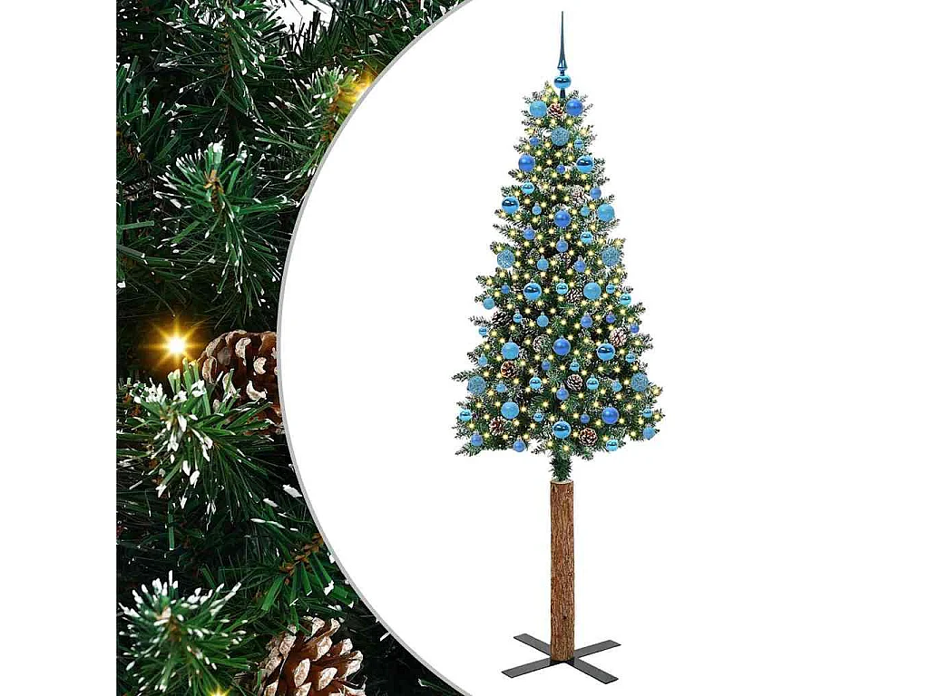 Sapin de Noël mince avec 300 LED Vert et blanc 210 cm