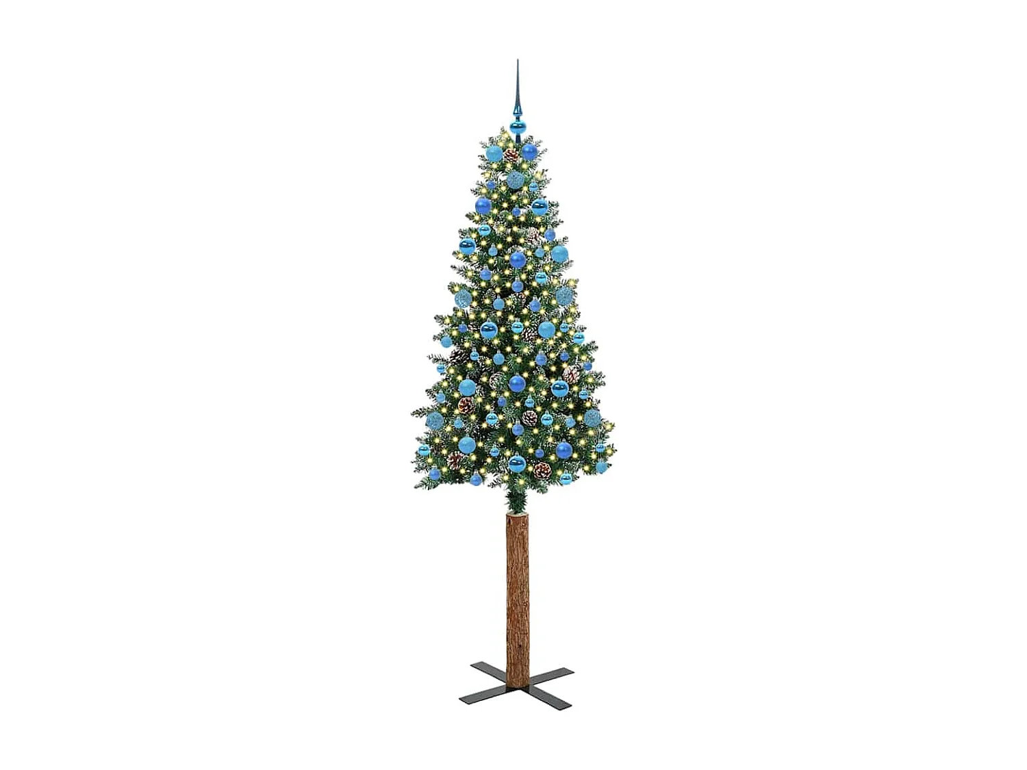 Sapin de Noël mince avec 300 LED Vert et blanc 210 cm