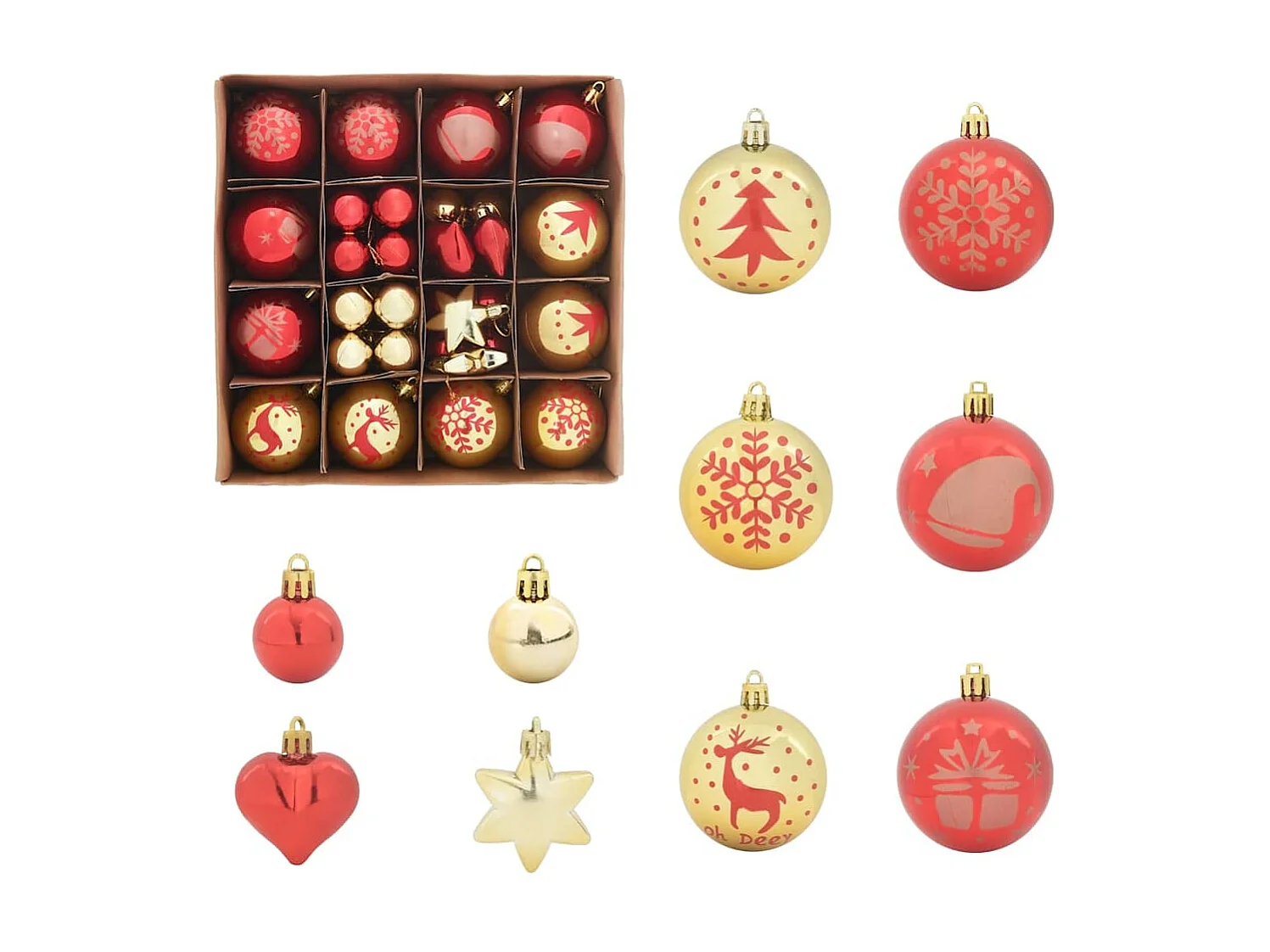 Ensemble de Boules de Noël 40 pcs or et Rouge