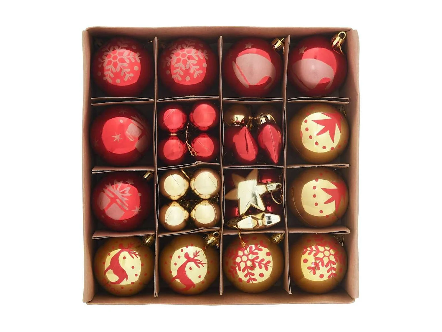 Ensemble de Boules de Noël 40 pcs or et Rouge