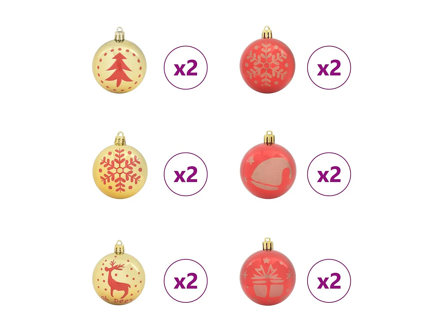 Ensemble de Boules de Noël 40 pcs or et Rouge