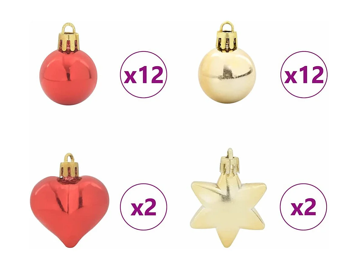 Ensemble de Boules de Noël 40 pcs or et Rouge