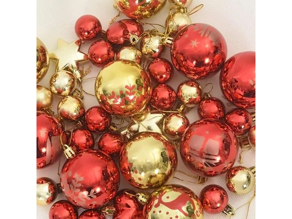 Ensemble de Boules de Noël 40 pcs or et Rouge