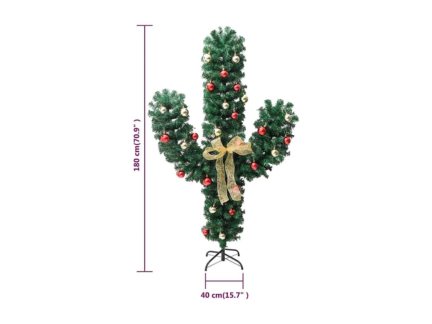 Cactus di Natale con supporto e LED verde 180 cm PVC