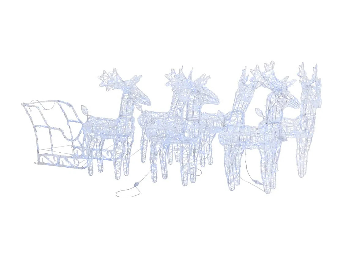 Décoration de Noël Rennes et traîneau 320 LED Acrylique