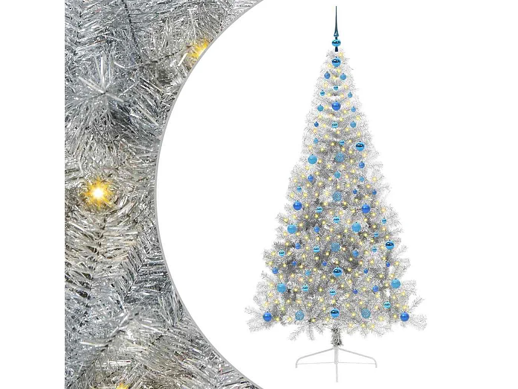 Albero di Natale artificiale preilluminato argento 210 cm PET