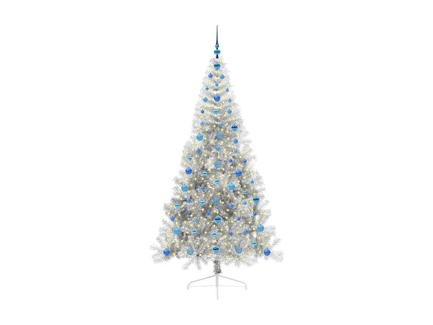 Albero di Natale artificiale preilluminato argento 210 cm PET