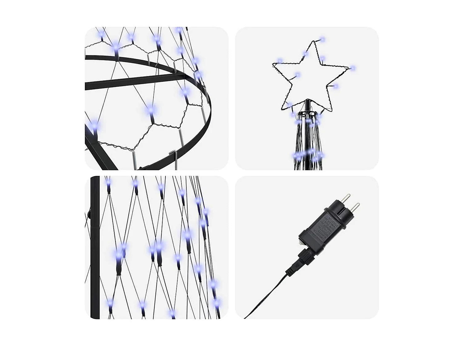 Blauer LED-Weihnachtsbaum 100,5 x 100,5 x 302,5 cm Metall