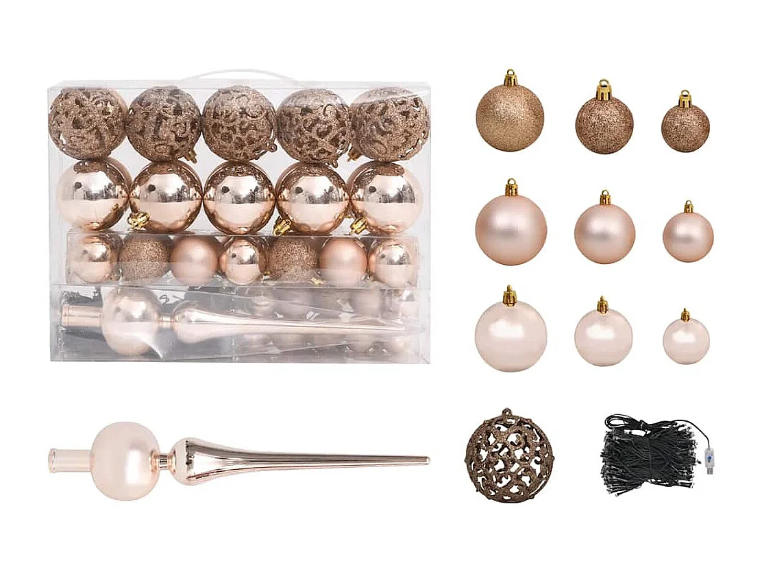 Arbre de Noël artificiel pré-éclairé/boules pommes de pin 150cm