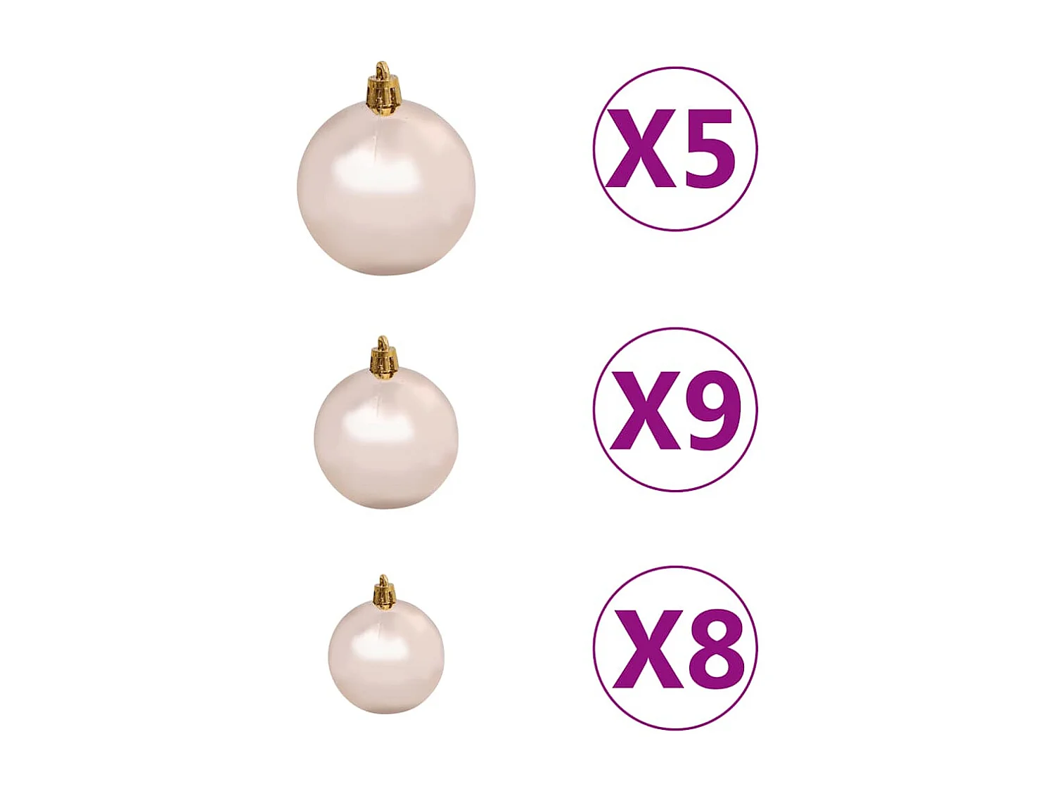 Arbre de Noël artificiel pré-éclairé/boules pommes de pin 150cm