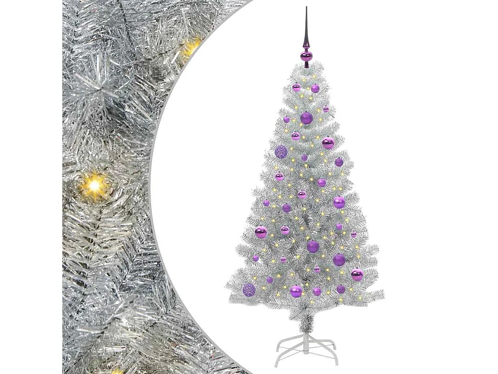 Weihnachtsbaum mit 150 LEDs mit Ständer Silber 150 cm PET