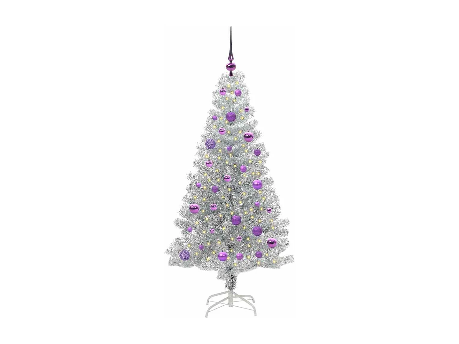 Weihnachtsbaum mit 150 LEDs mit Ständer Silber 150 cm PET