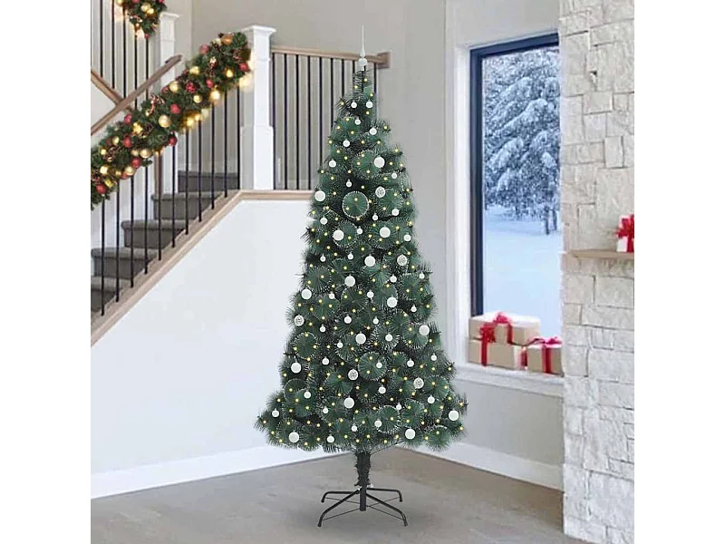 Sapin de Noël artificiel pré-éclairé avec ensemble de boules