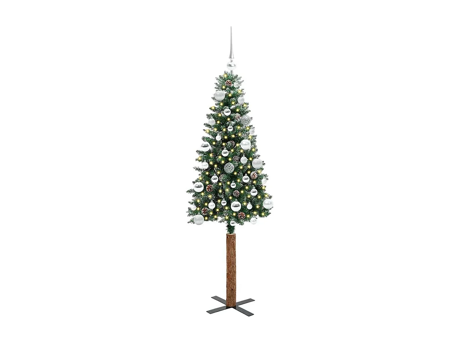 Albero di Natale sottile con 150 LED Verde e bianco 150 cm
