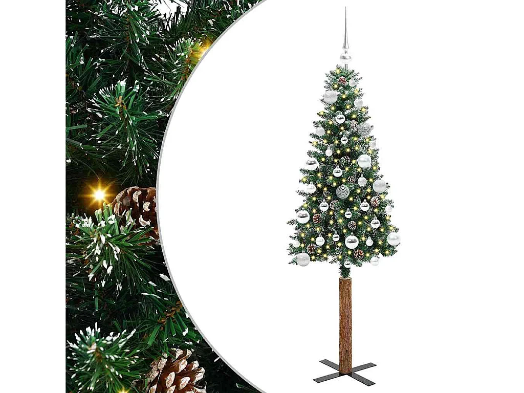 Schlanker Weihnachtsbaum mit 150 LEDs Grün und Weiß 150 cm