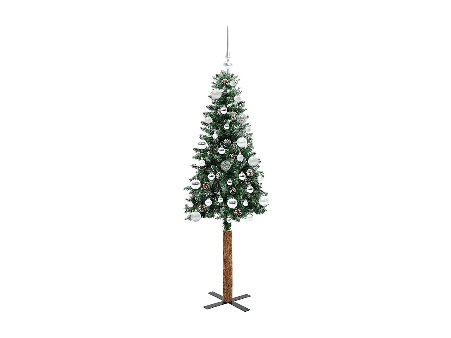 Schlanker Weihnachtsbaum mit 150 LEDs Grün und Weiß 150 cm
