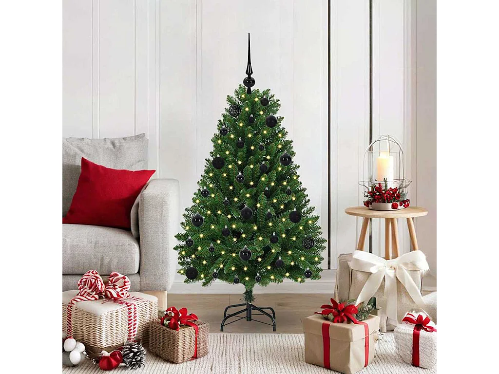 Albero di Natale artificiale con 150 LED Verde 120 cm PVC e metallo