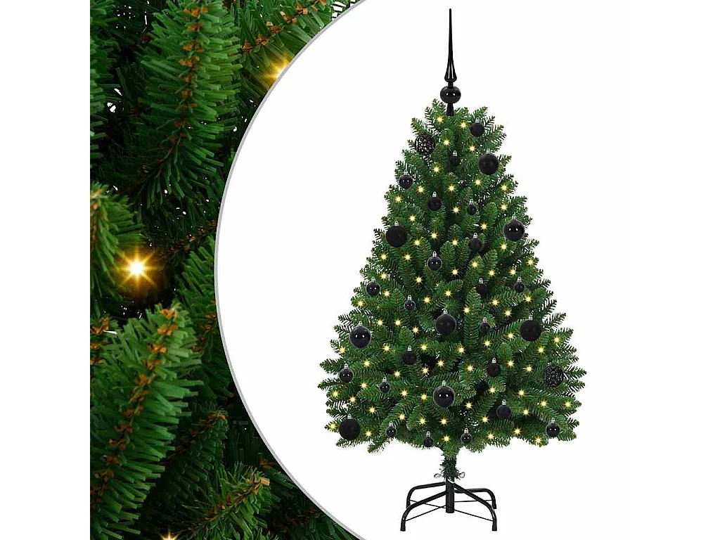 Albero di Natale artificiale con 150 LED Verde 120 cm PVC e metallo