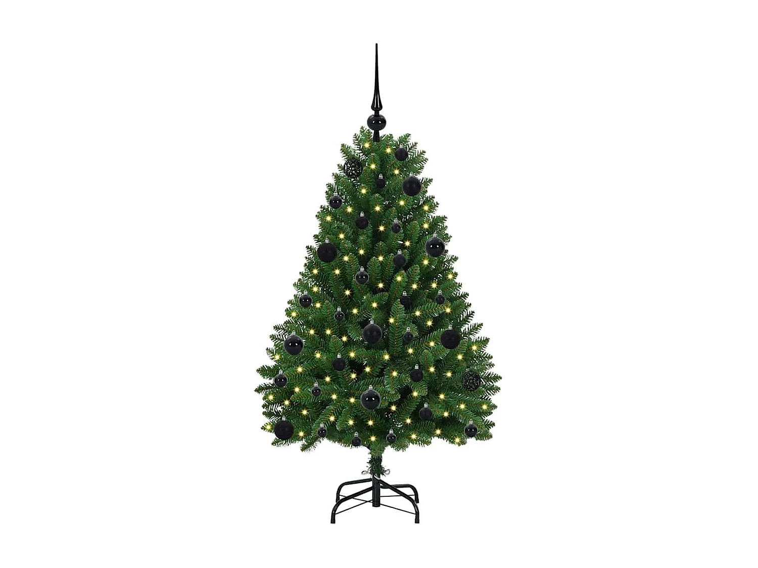 Albero di Natale artificiale con 150 LED Verde 120 cm PVC e metallo