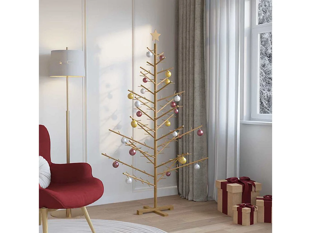 Arbre de Noël en bois Marron 180 cm Bois massif en pin