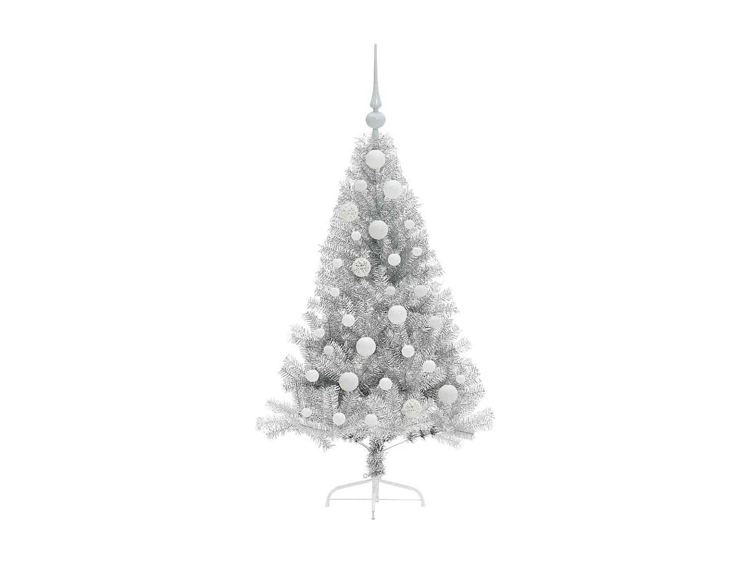 Voorverlichte kunstkerstboom zilver 120cm PET