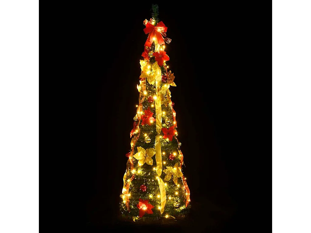 Albero di Natale artificiale retrattile 200 LED verde 210 cm
