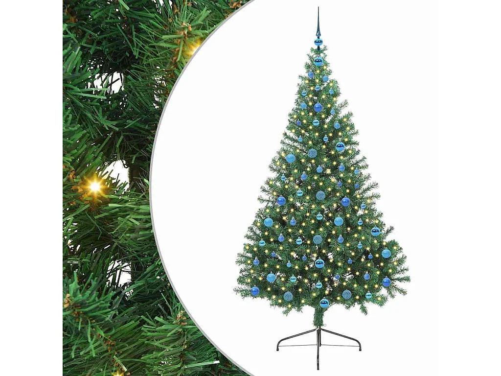 Voorverlichte kunstkerstboom groen 210cm PVC