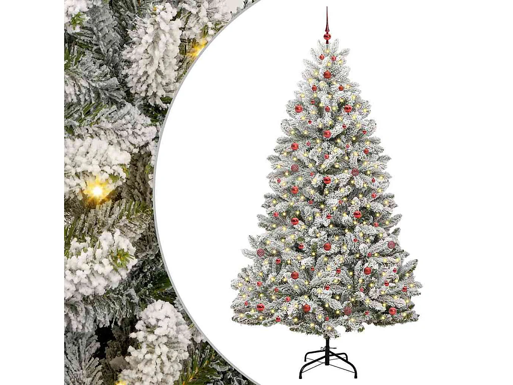 Kunstkerstboom Groen en wit 240 cm PVC en metaal