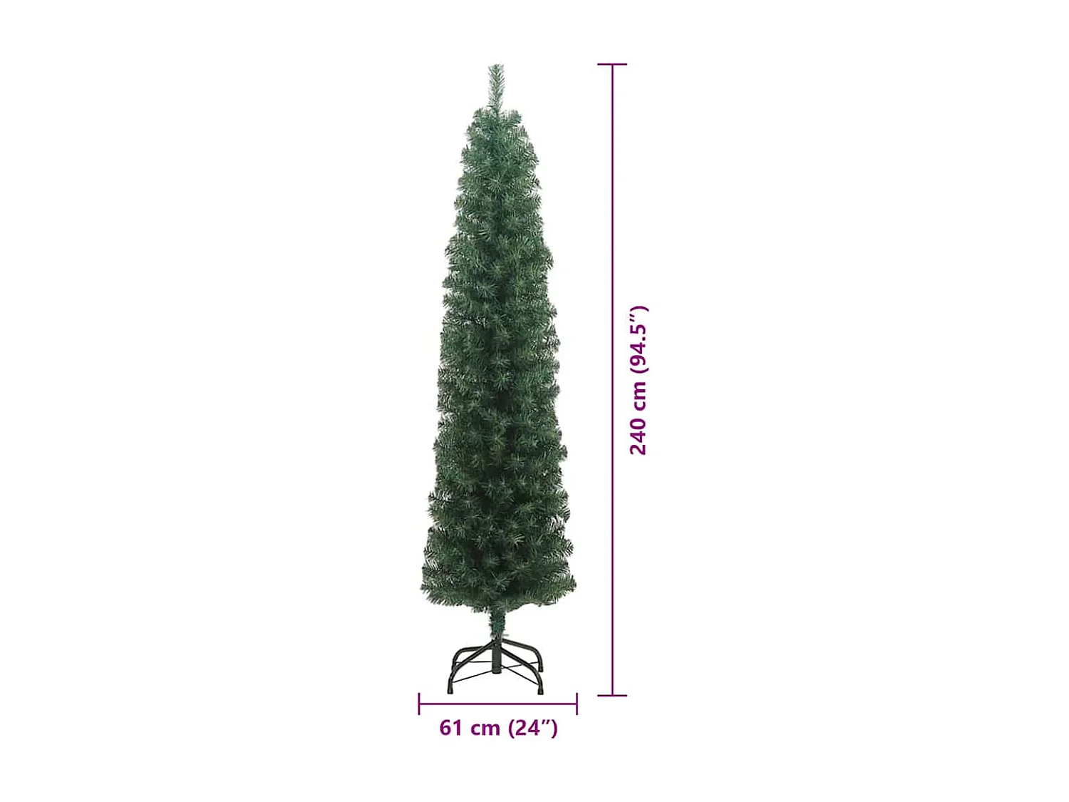 Sapin de Noël artificiel Vert 240 cm PVC et acier et plastique