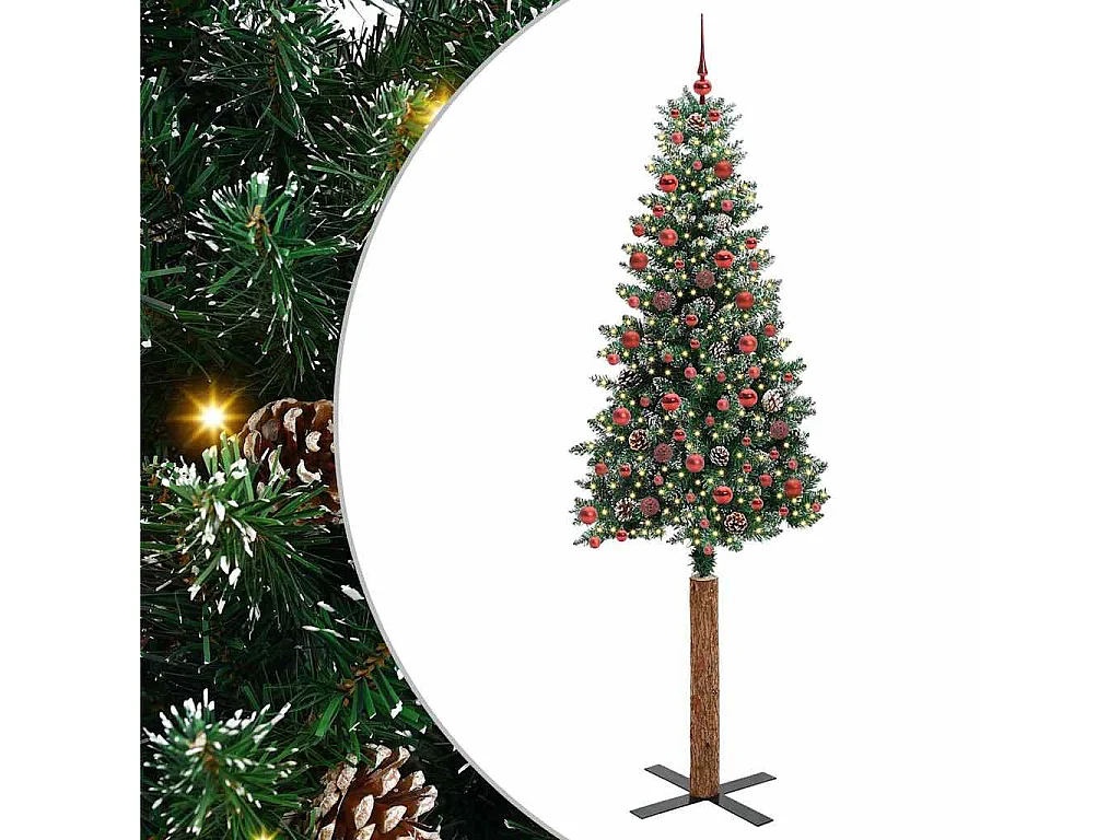Slanke kerstboom met 300 LED's Groen en wit 210 cm