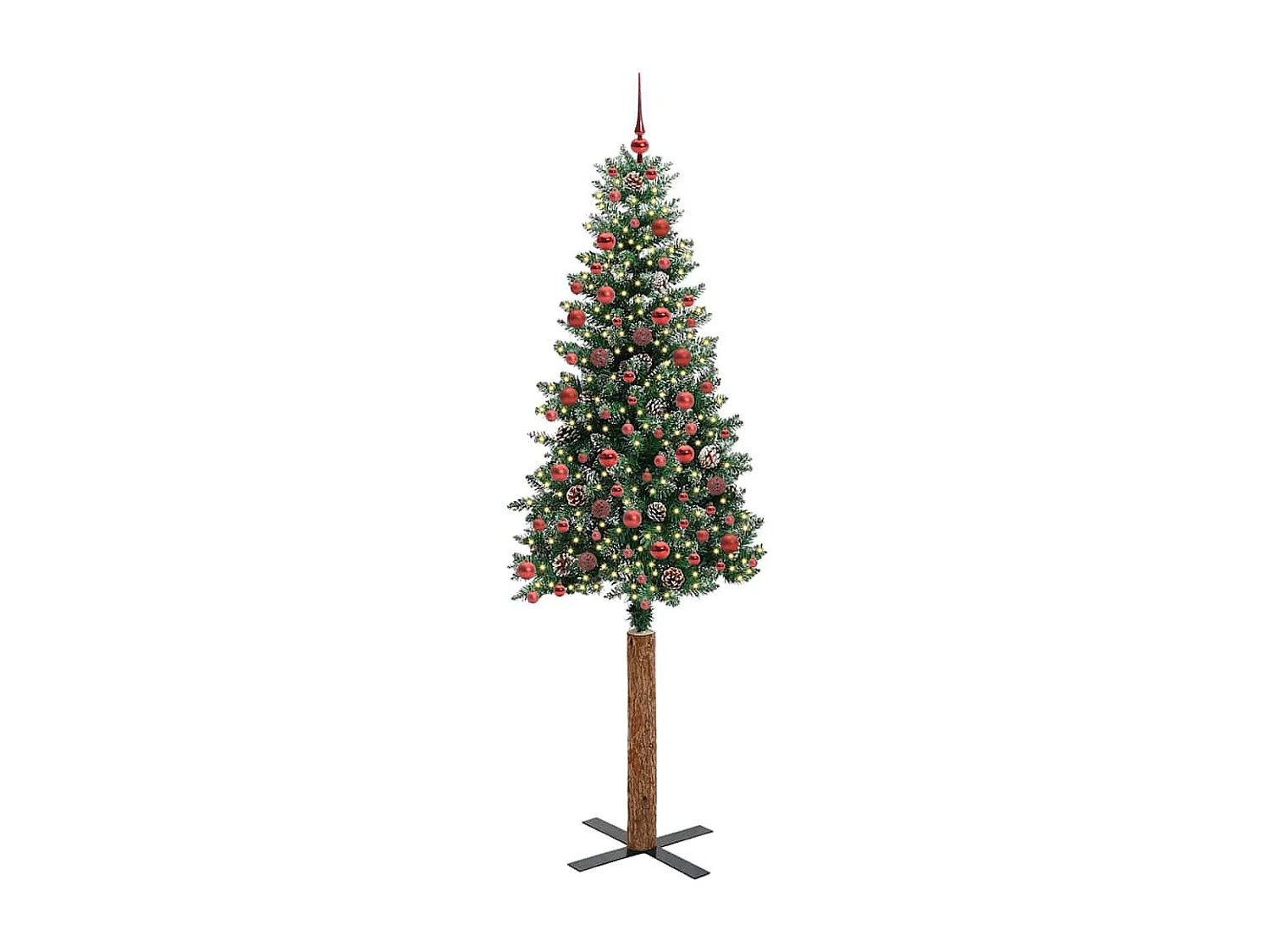 Slanke kerstboom met 300 LED's Groen en wit 210 cm