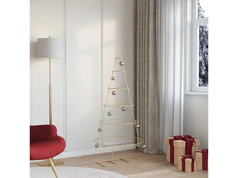 Albero di Natale in metallo dorato 150 cm in acciaio verniciato a polvere