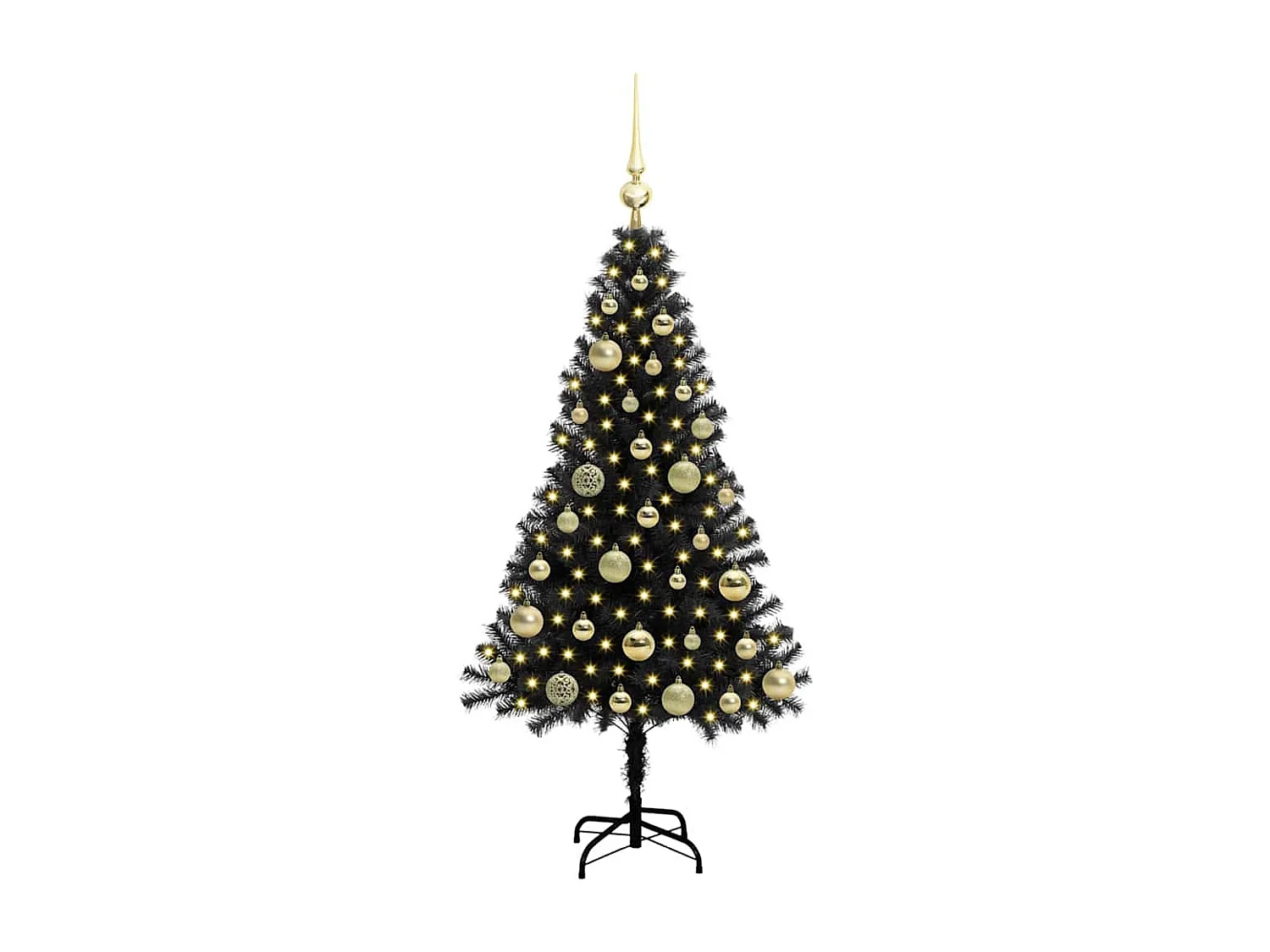 Kerstboom met 150 LED's met standaard Zwart 120 cm PVC