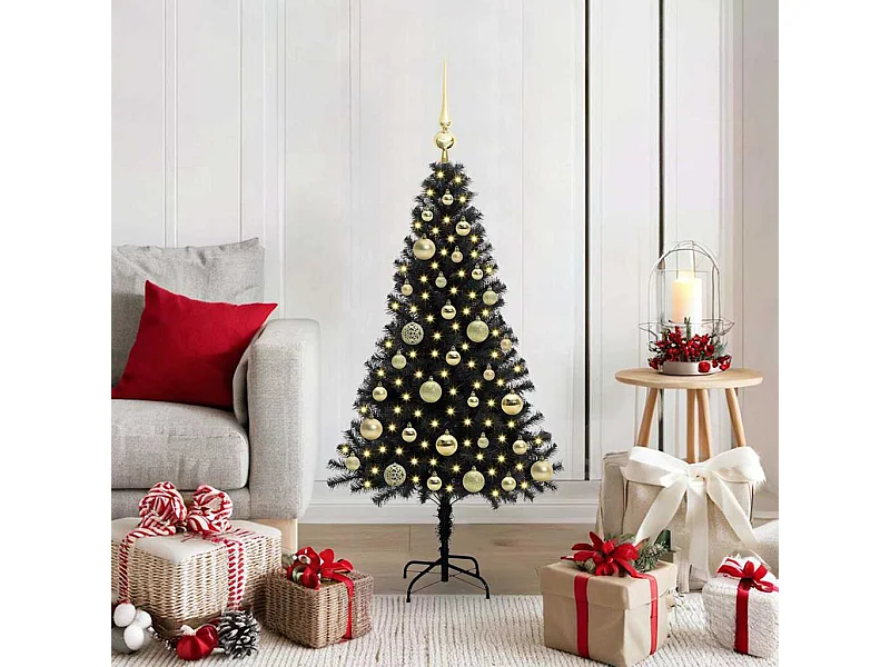 Kerstboom met 150 LED's met standaard Zwart 120 cm PVC