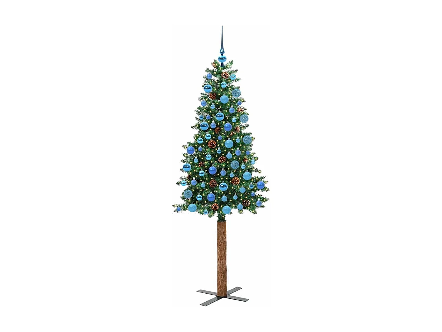 Slanke groene kerstboom 180 cm PVC en massief grenenhout